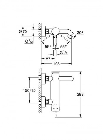 Single Lever Bath Mixer Black L 298 x W 193 x H 70millimeter