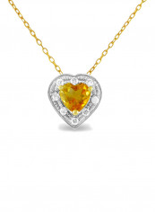 18K Gold Diamonds And Citrine Necklace 0.08 Carat