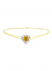 18 Karat Gold Diamonds And Citrine Studded Heart Bracelet