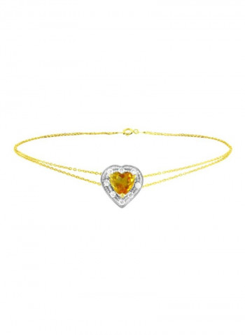 18 Karat Gold Diamonds And Citrine Studded Heart Bracelet