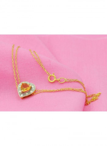 18 Karat Gold Diamonds And Citrine Studded Heart Bracelet