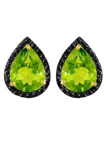 18 Karat Gold 0.24 ct Diamonds Peridot Teardrop Earrings