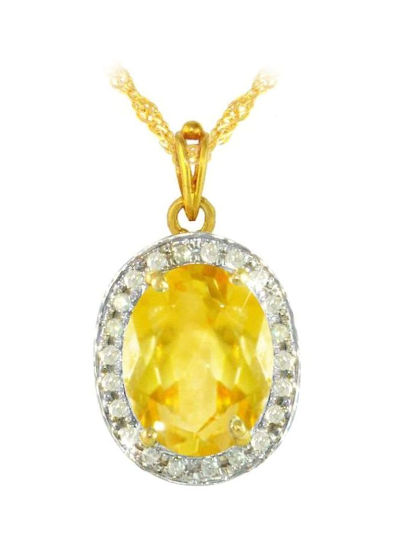 18 Karat Gold Diamond And Citrine Studded Necklace