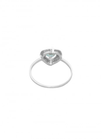 18K Solid Gold 0.6Ct Genuine Heart Cut Sky Blue Topaz 0.08Ct Genuine Diamonds Ring