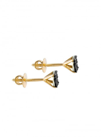 18K Solid Gold Diamonds Solitaire Screw Back Earrings