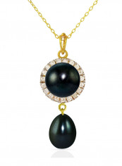 18 Karat Gold 0.10 ct Genuine Diamonds And Pearl Chain Necklace