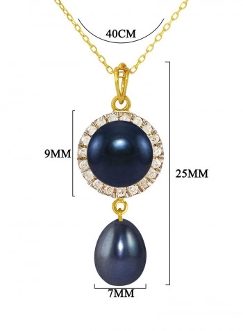 18 Karat Gold 0.10 ct Genuine Diamonds And Pearl Chain Necklace