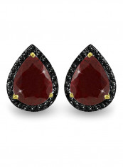 18 Karat Gold 0.24 ct Diamonds Ruby Teardrop Earrings