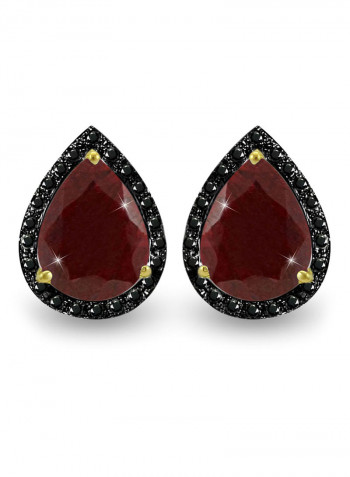 18 Karat Gold 0.24 ct Diamonds Ruby Teardrop Earrings