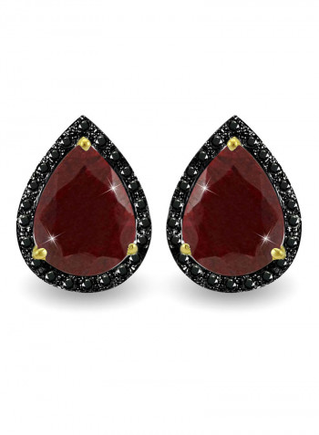18 Karat Gold 0.24 ct Diamonds Ruby Teardrop Earrings