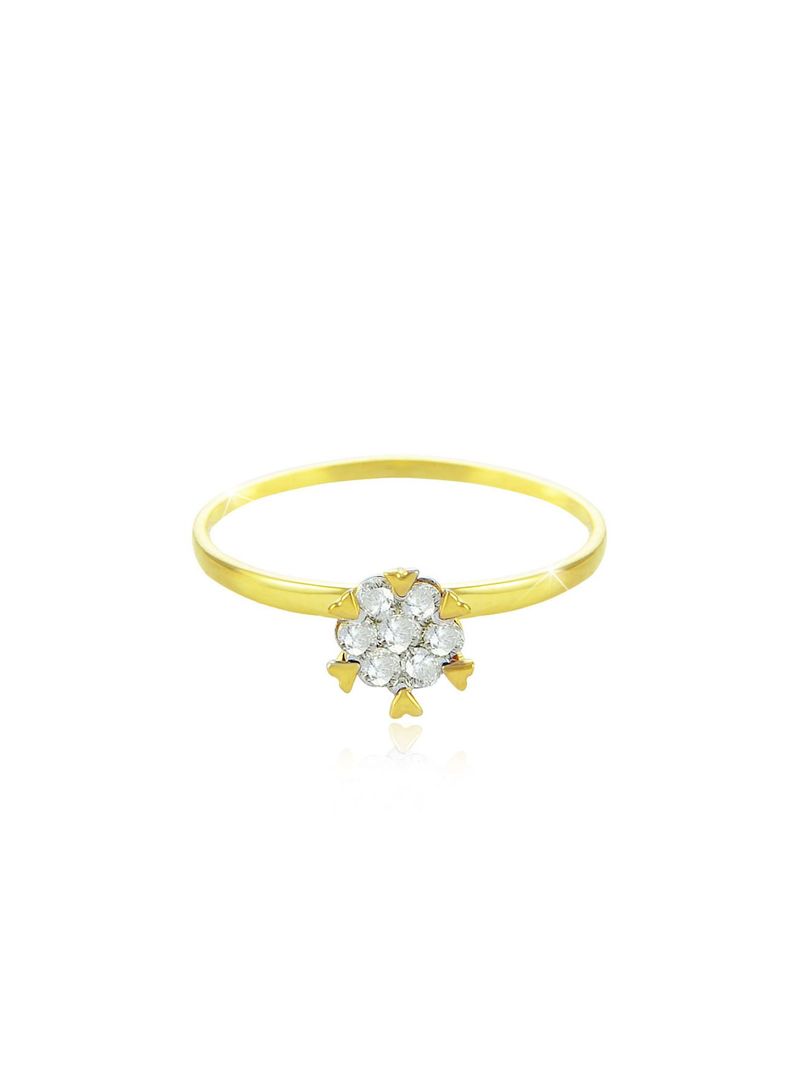 18K Solid Gold 0.11Cts Diamonds Hearts Solitaire Ring