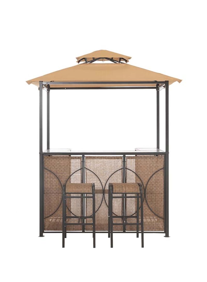 Kelly Steel Grill Gazebo With Counter Brown 193 x 120 x 240cm