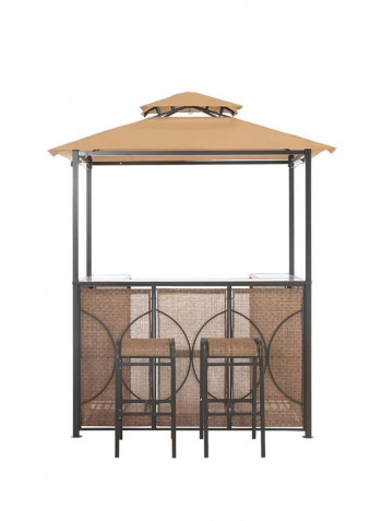 Kelly Steel Grill Gazebo With Counter Brown 193 x 120 x 240cm