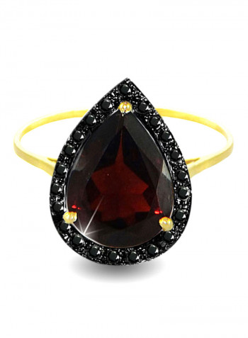 18 Karat Gold 0.12 Ct Diamond Garnet Cocktail Ring