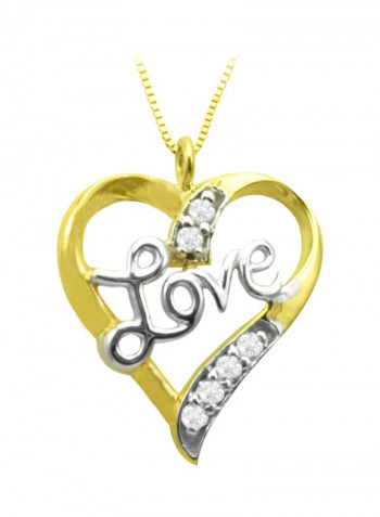 18 Karat Gold Love Heart Diamond Studded Pendant Necklace