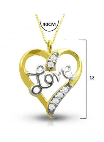 18 Karat Gold Love Heart Diamond Studded Pendant Necklace