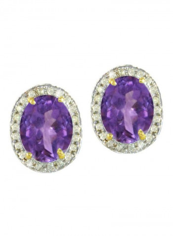 18 Karat Oval Cut Amethyst Earrings