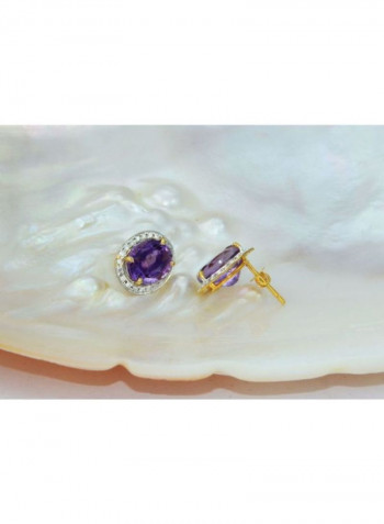 18 Karat Oval Cut Amethyst Earrings