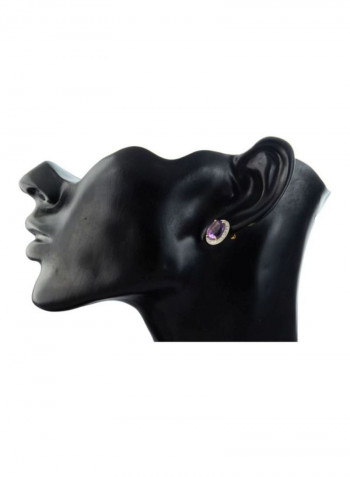 18 Karat Oval Cut Amethyst Earrings
