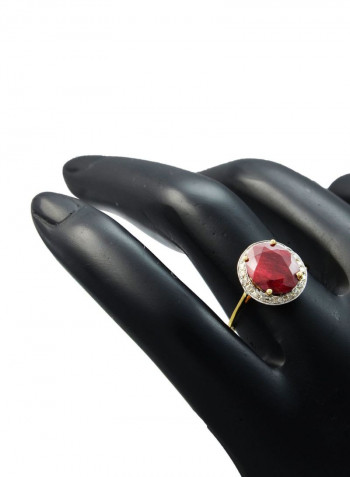 18K Gold 0.12ct Diamonds 10mm Oval Ruby Ring
