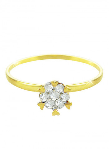 18 Karat Gold Diamonds Hearts Solitaire Ring