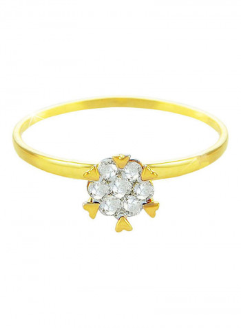 18 Karat Gold Diamonds Hearts Solitaire Ring