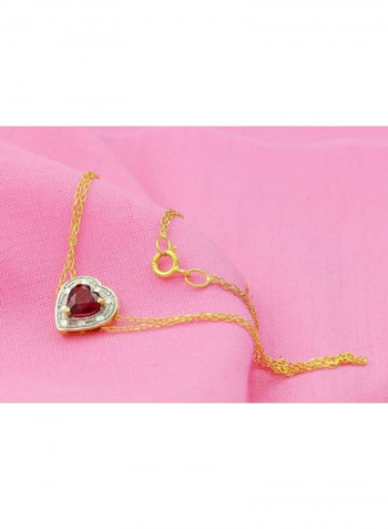 18 Karat Solid Gold Diamond Genuine Ruby Heart Bracelet