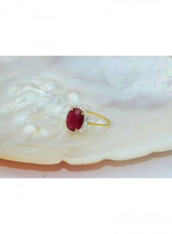 18k Gold 10mm Genuine Oval Cut Ruby 0.12Ct Genuine Diamonds Ring