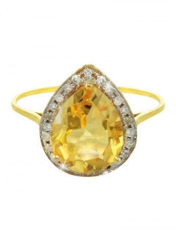 18 Karat Gold Drop Cut Diamond Citrine Ring