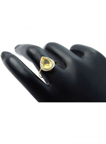 18 Karat Gold Drop Cut Diamond Citrine Ring