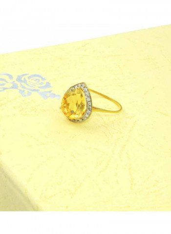 18 Karat Gold Drop Cut Diamond Citrine Ring