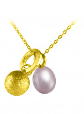 18 Karat Solid Gold And 7 mm Pearl Pendant Necklace
