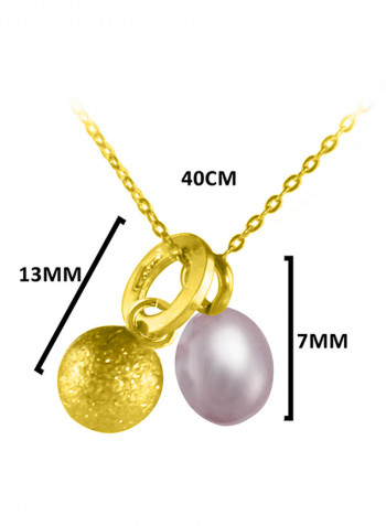 18 Karat Solid Gold And 7 mm Pearl Pendant Necklace