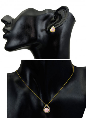 2-Piece 18 Karat Solid Gold 0.24 Carat Diamonds With 7 mm Pearl Drop Jewellery