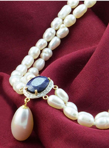 18 Karat Gold Diamonds Oval Sapphire And Pearl Bracelet