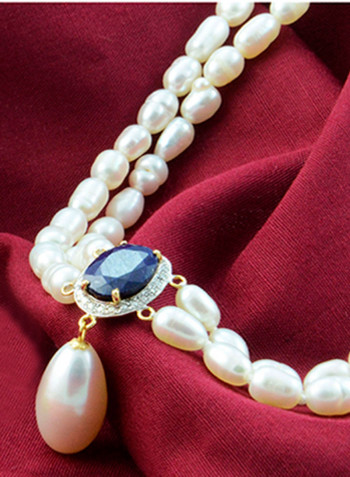 18 Karat Gold Diamonds Oval Sapphire And Pearl Bracelet