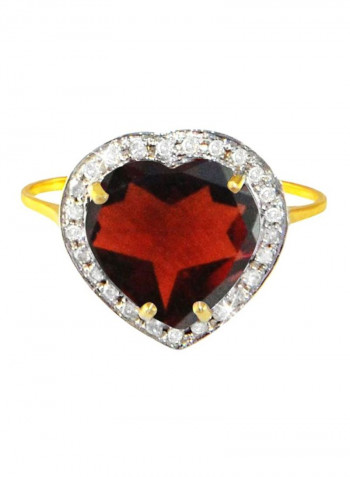 18 Karat Gold Heart Cut Garnet Ring With Diamond