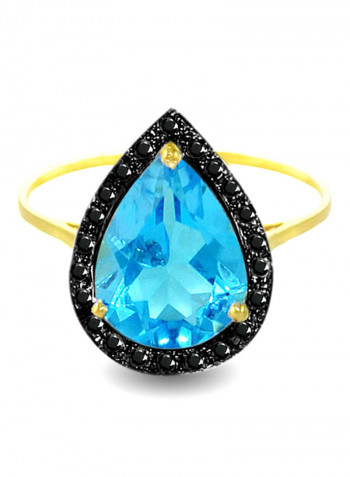 18 Karat Gold 0.12 ct Genuine Diamonds Topaz Cocktail Ring