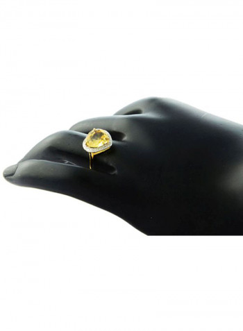 18 Karat Gold Diamond Studded Heart Cut Citrine Ring