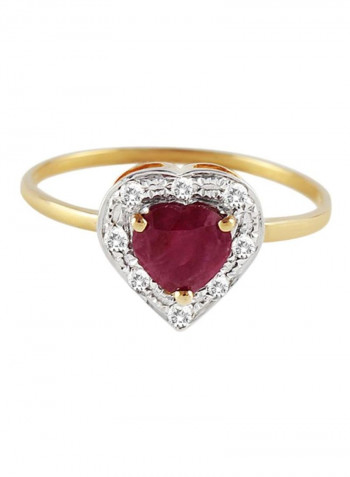 18 Karat Gold Diamonds And Ruby Heart Ring