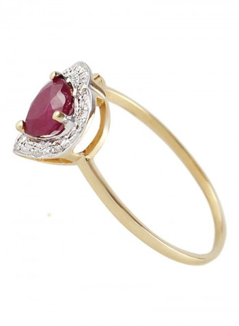18 Karat Gold Diamonds And Ruby Heart Ring