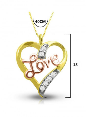 18 Karat Gold Love Heart Diamond Studded Pendant Necklace