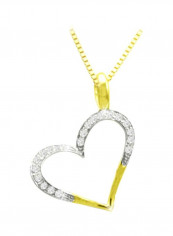 18 Karat Gold With Diamond Studded Heart Shape Pendant Necklace