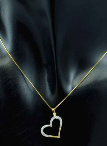 18 Karat Gold With Diamond Studded Heart Shape Pendant Necklace