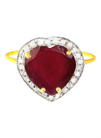 18K Gold Diamond Heart Cut Ruby Ring
