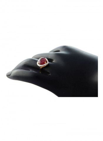 18K Gold Diamond Heart Cut Ruby Ring