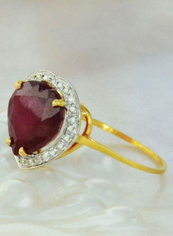 18K Gold Diamond Heart Cut Ruby Ring