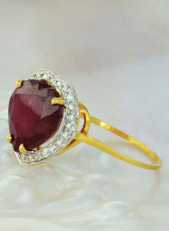 18K Gold Diamond Heart Cut Ruby Ring