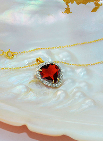 18K Gold Genuine Heart Diamonds Necklace 0.14 Carat