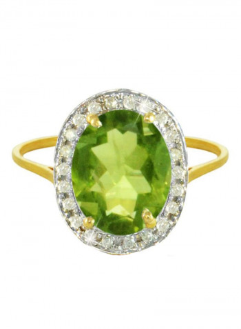 18 Karat Gold With Diamond Oval Cut Peridot Ring